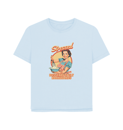 Sky Blue Stressed Women's Relaxed Fit T-shirt