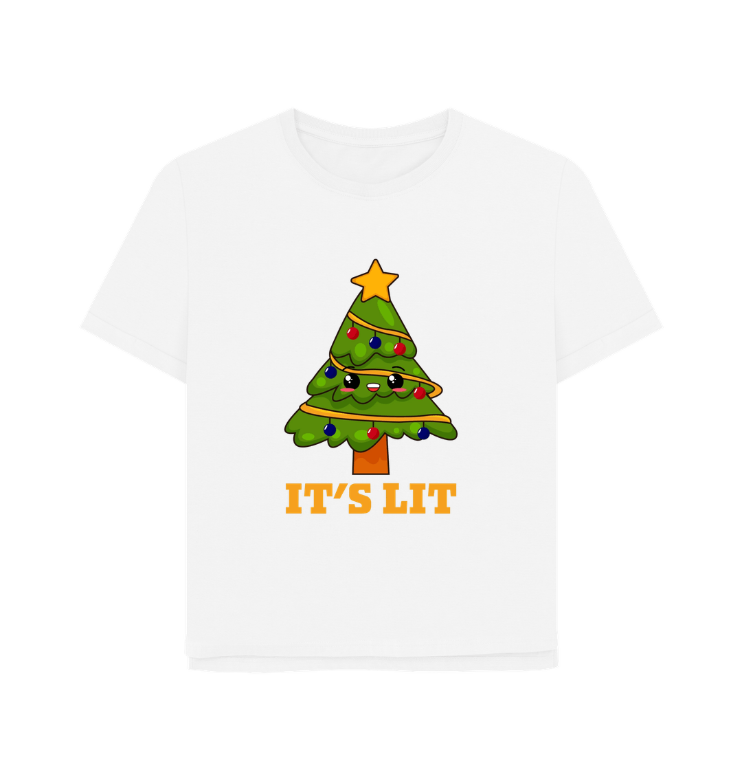 White It's Lit Women's Relaxed Fit Christmas T-shirt