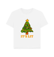 White It's Lit Women's Relaxed Fit Christmas T-shirt