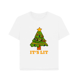 White It's Lit Women's Relaxed Fit Christmas T-shirt