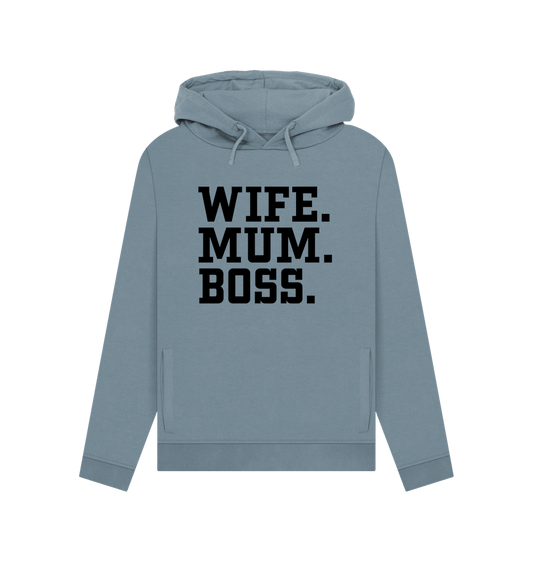 Stone Blue Wife Mum Boss Women's Hoodie