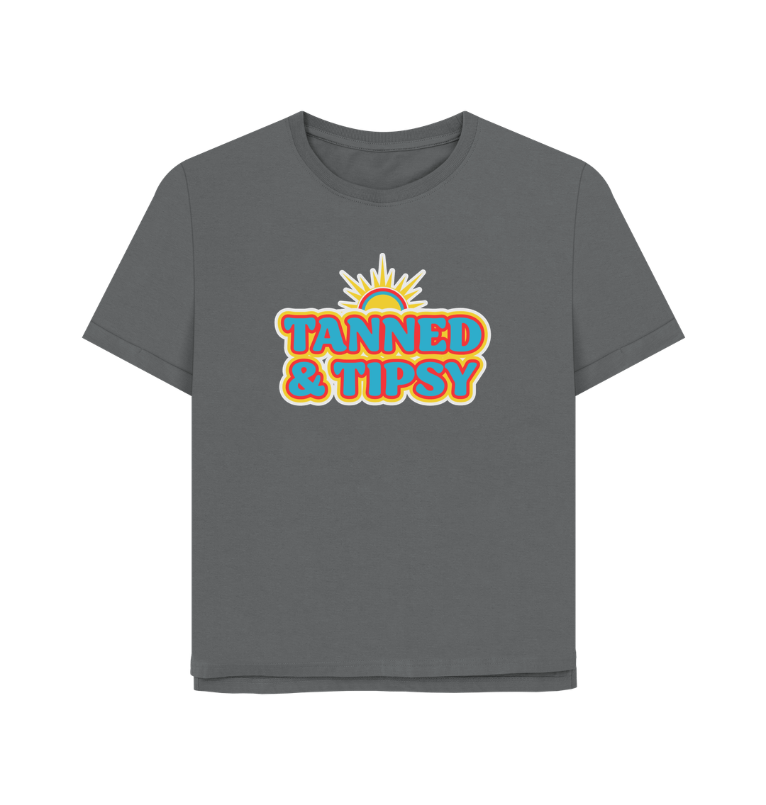 Slate Grey Tanned And Tipsy Women's Relaxed Fit T-shirt