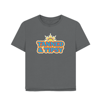 Slate Grey Tanned And Tipsy Women's Relaxed Fit T-shirt