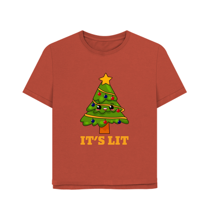 Rust It's Lit Women's Relaxed Fit Christmas T-shirt