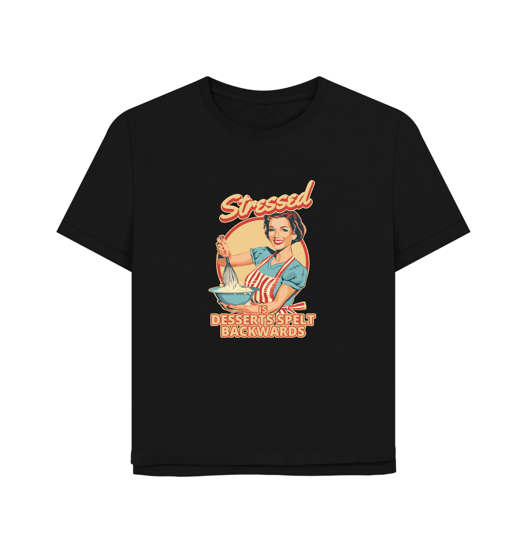 Black Stressed Women's Relaxed Fit T-shirt