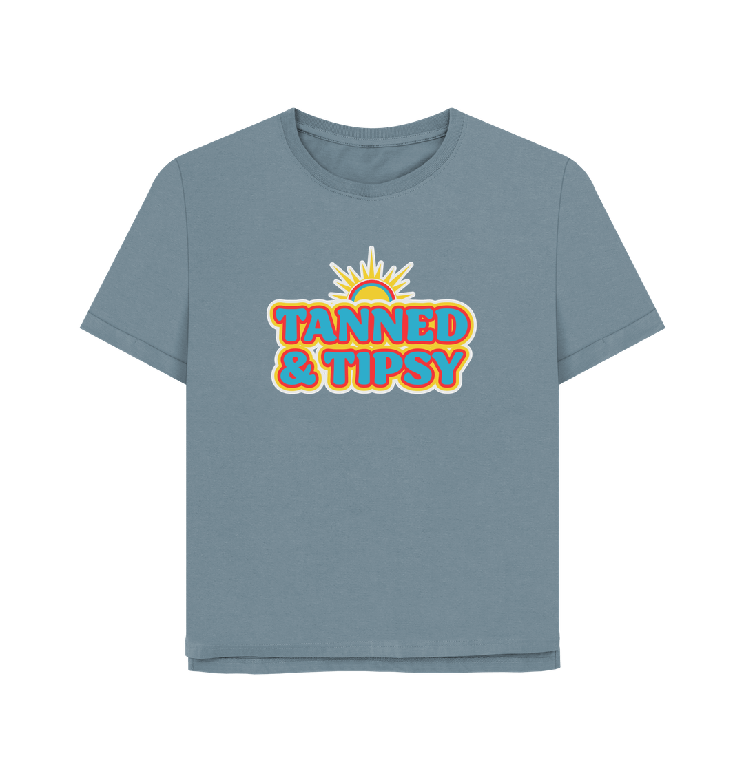 Stone Blue Tanned And Tipsy Women's Relaxed Fit T-shirt