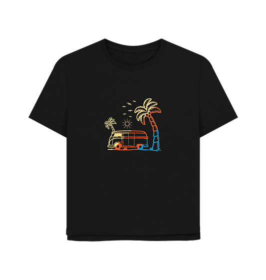 Black Camperpalm Women's Relaxed Fit T-shirt