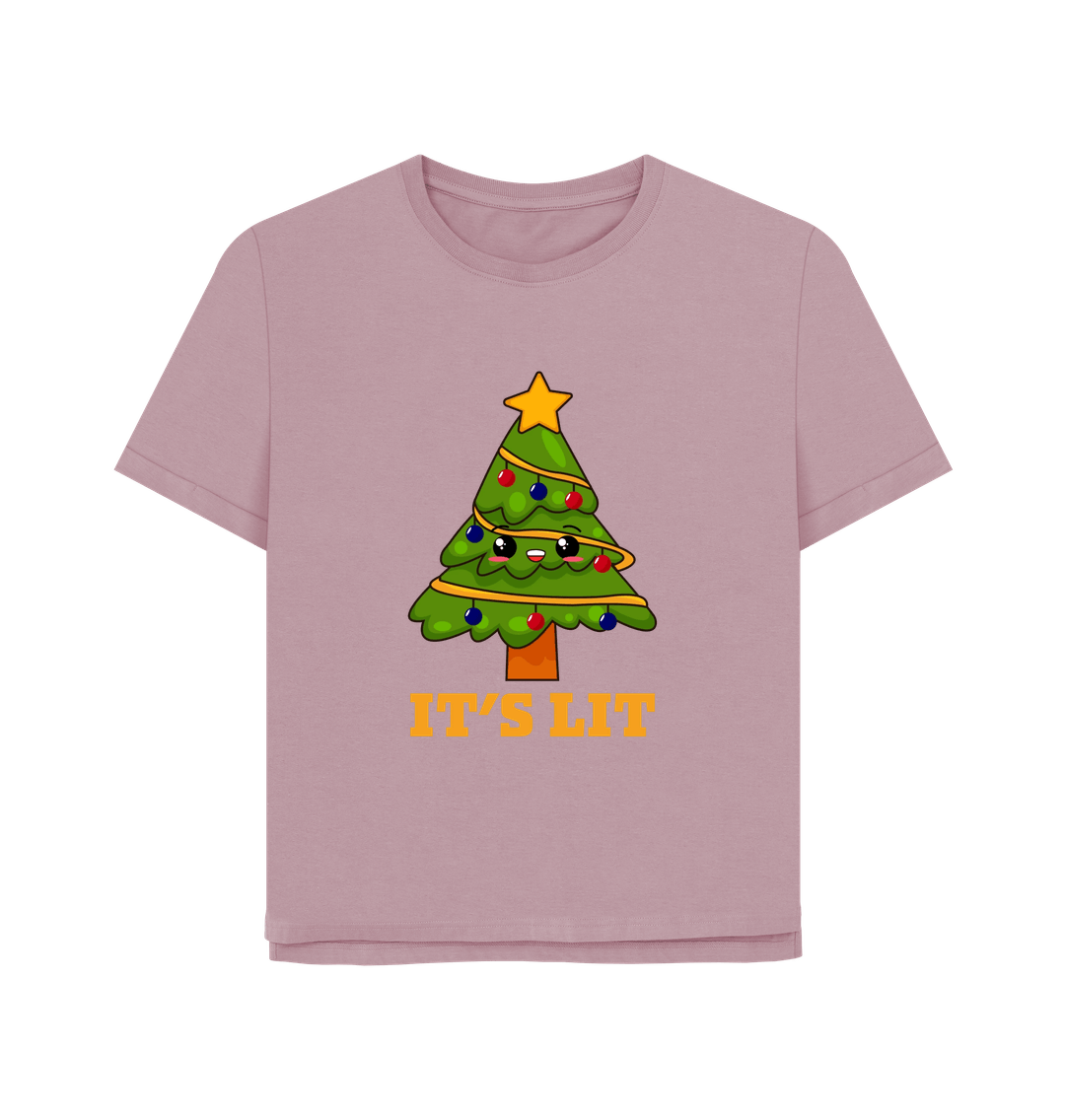 Mauve It's Lit Women's Relaxed Fit Christmas T-shirt