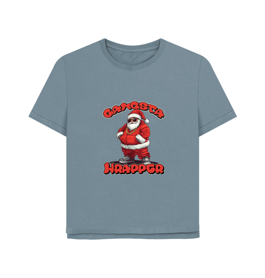 Stone Blue Gangsta Wrapper Women's Relaxed Fit Christmas T-shirt