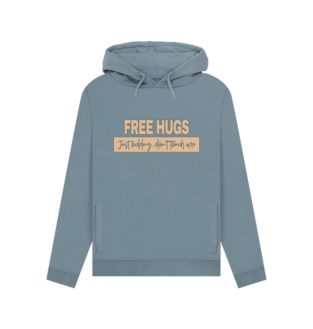 Stone Blue Free Hugs Women's Hoodie