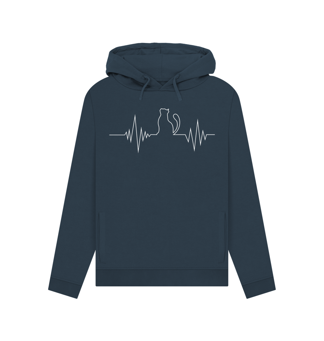 Navy Blue Cat Cardio Women's Hoodie