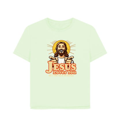 Pastel Green Jesus Loves You Women's Relaxed Fit T-shirt