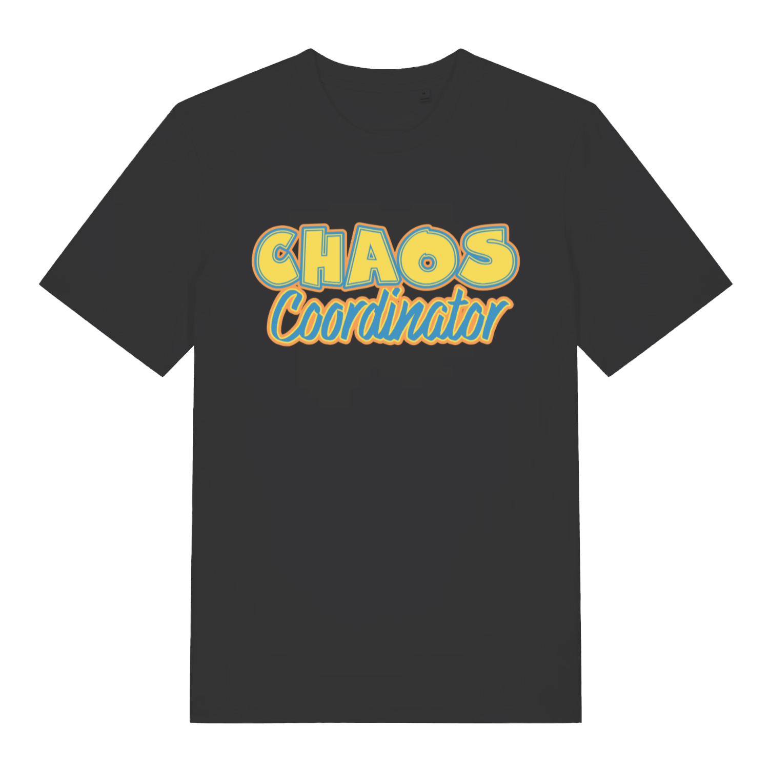 Black women's Chaos Coordinator T-shirt flat lay with bold fun retro slogan perfect relatable mum tee