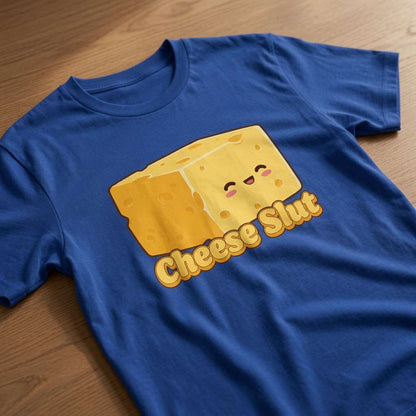 Blue Cheese S**t t-shirt on wood, cheeky funny edam lover graphic fun gift tee