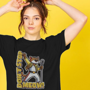 Rock out in our 'Don't Stop Meow' tee! Shop Teevolution's funny, sustainable shirts. #cattshirt #music
