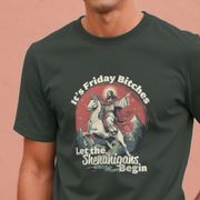 Black unique funny graphic t-shirt with graphic design featuring Jesus riding a unicorn and the funny slogan 