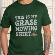 Man wearing a dark green Dad Gift t-shirt with white text: 