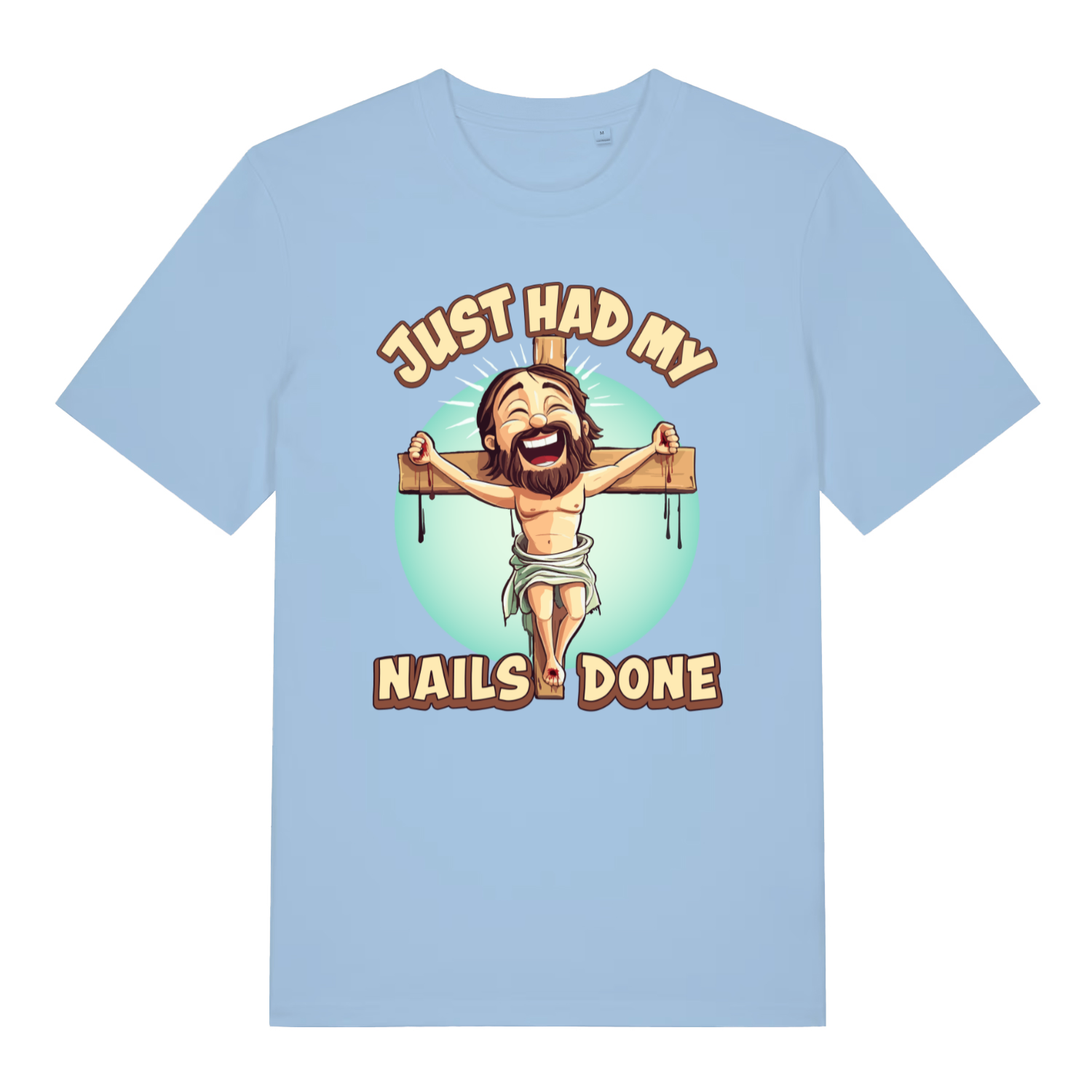 Sky blue Just Had My Nails Done funny graphic t-shirt with detailed offensive Easter design  