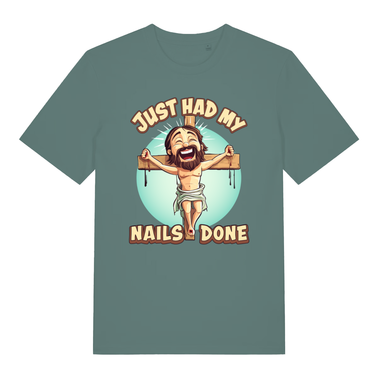 Green bay Just Had My Nails Done funny graphic t-shirt with Jesus crucifixion joke design  
