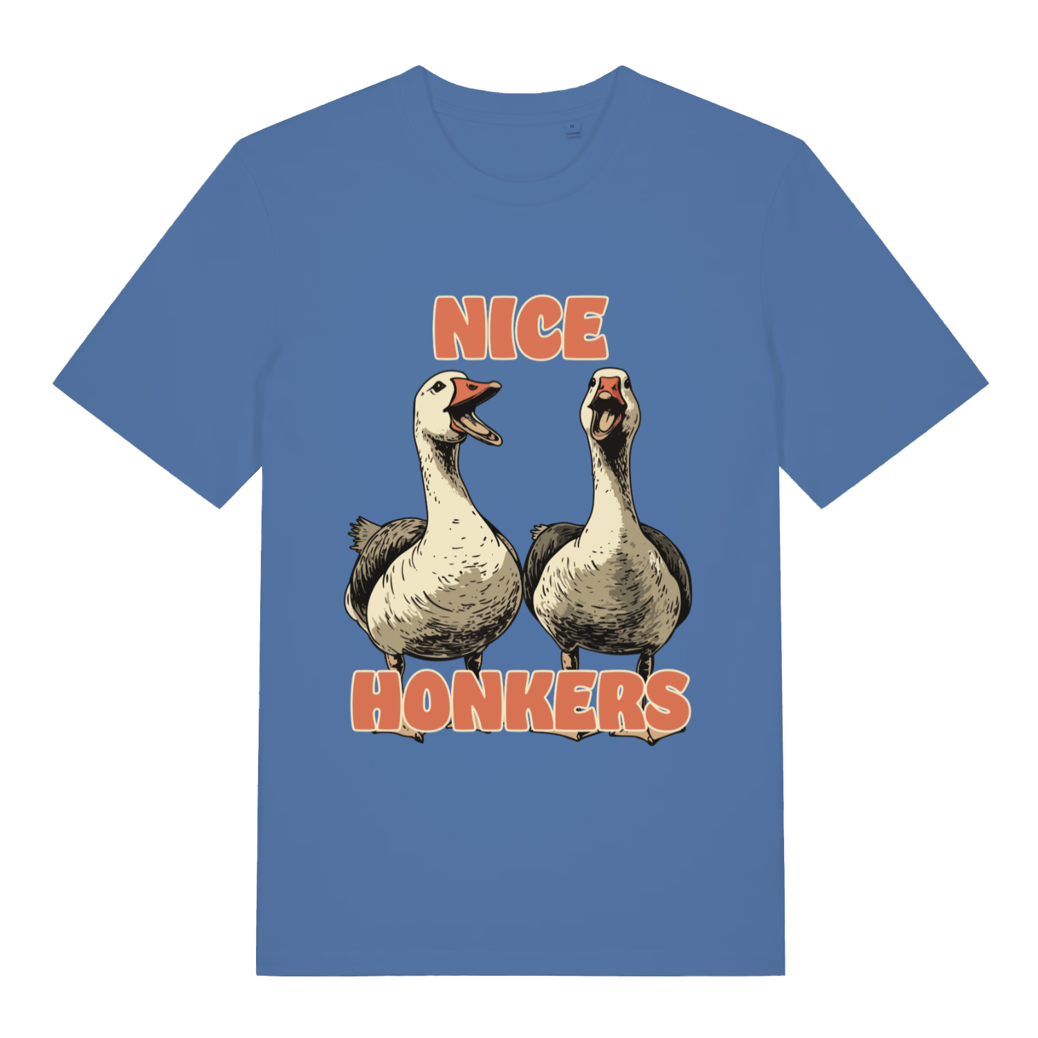 Blue Nice Honkers funny graphic t-shirt featuring cheeky goose double entendre  