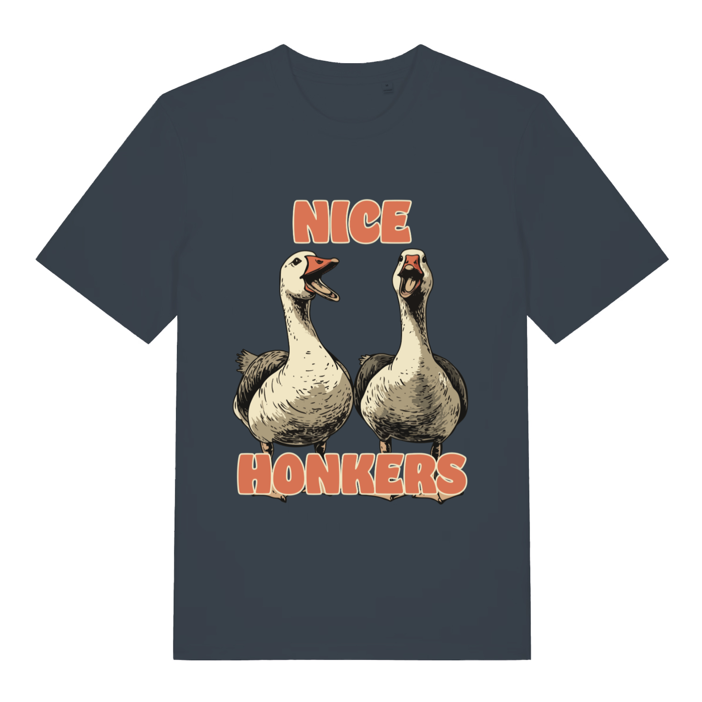 Ink grey Nice Honkers funny graphic t-shirt showing witty animal pun design  