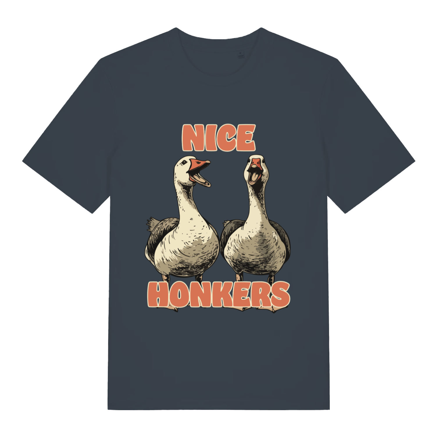 Ink grey Nice Honkers funny graphic t-shirt showing witty animal pun design  