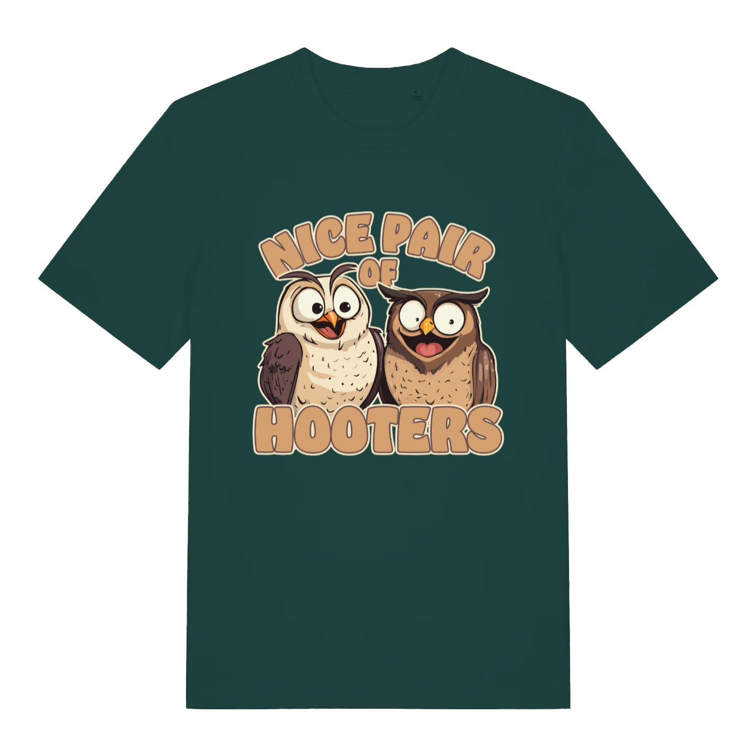 Green Nice Pair Of Hooters funny graphic t-shirt with bold owls and lettering  