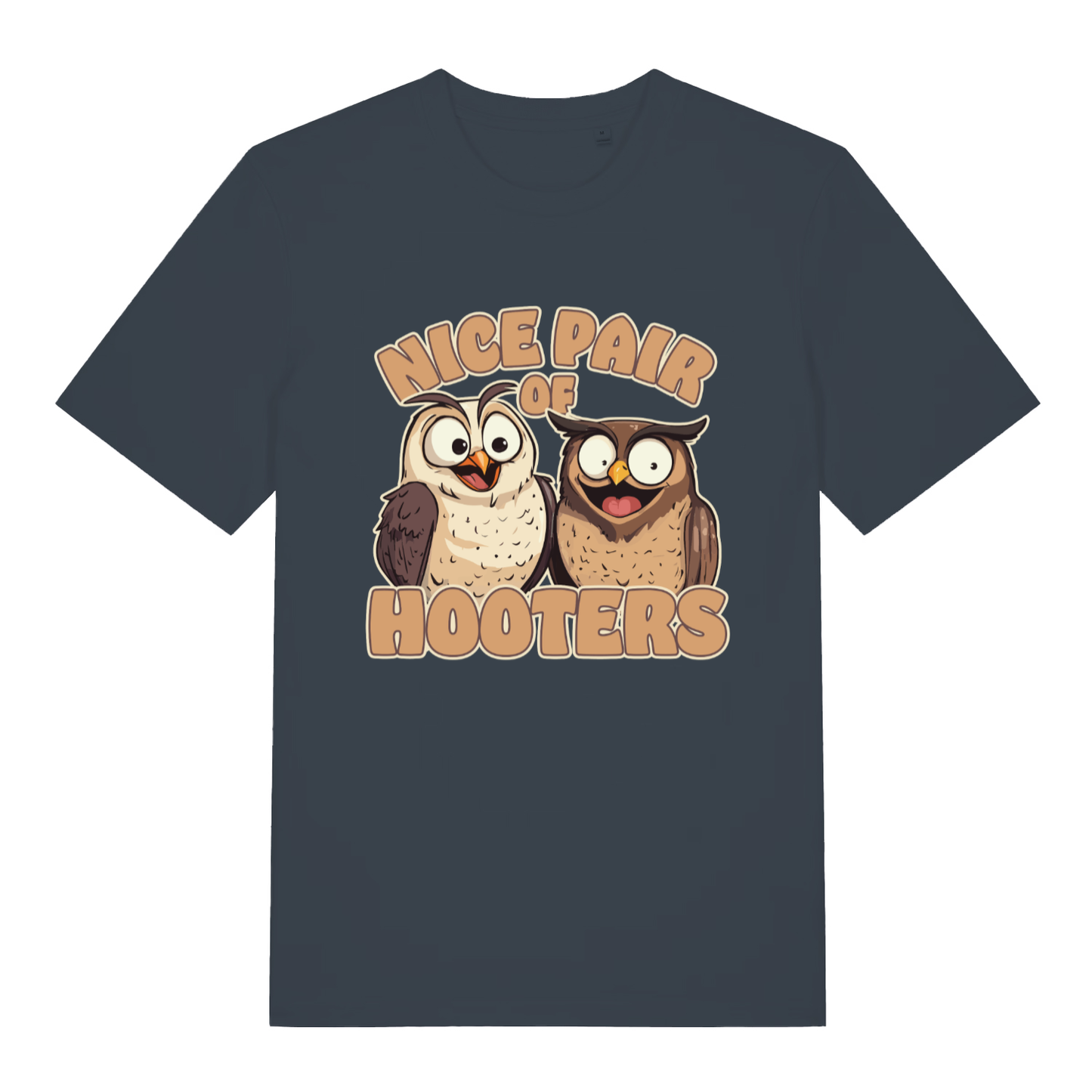 Ink grey Nice Pair Of Hooters funny graphic t-shirt showing witty animal pun design  