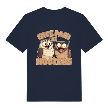 Navy Nice Pair Of Hooters funny graphic t-shirt with detailed cartoon owls  
