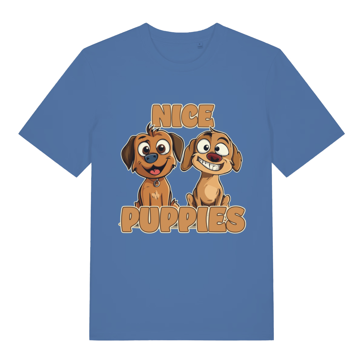 Blue Nice Puppies funny graphic t-shirt featuring cheeky puppy double entendre  
