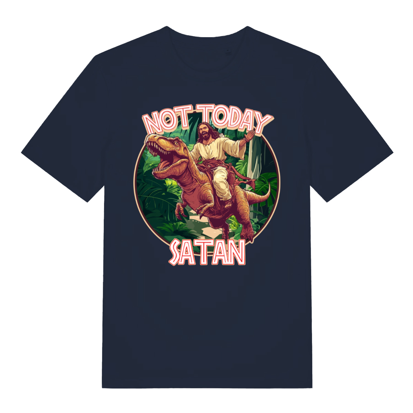 Navy Not Today Satan funny graphic t-shirt showing witty holy rebellion graphic  