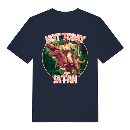 Navy Not Today Satan funny graphic t-shirt showing witty holy rebellion graphic  