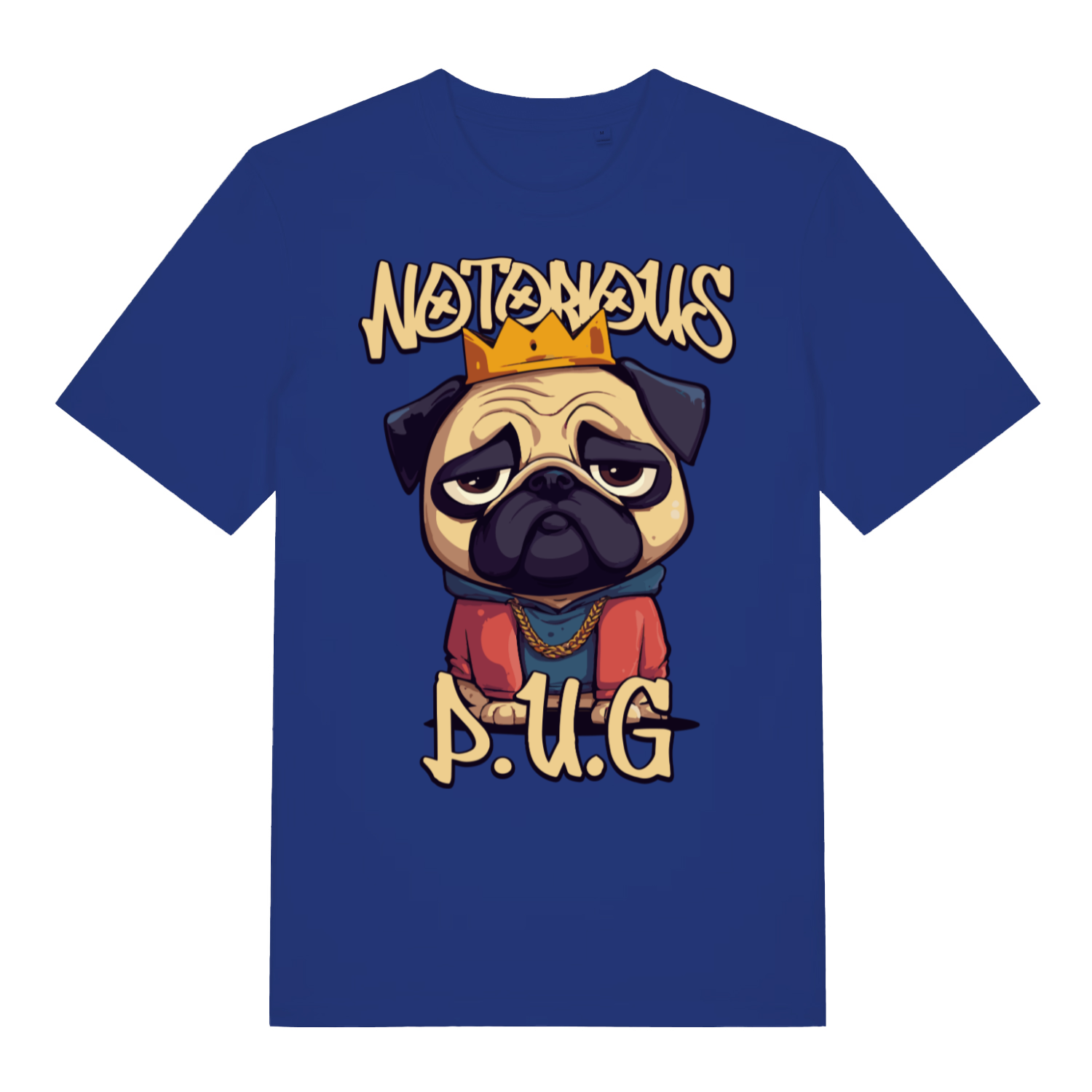 Blue Notorious P.U.G funny graphic t-shirt with classic dog swagger graphic  