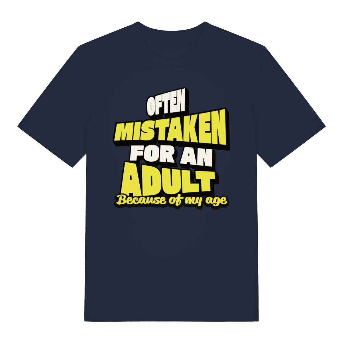 Navy Often Mistaken For An Adult funny slogan t-shirt showing adult fraud text  