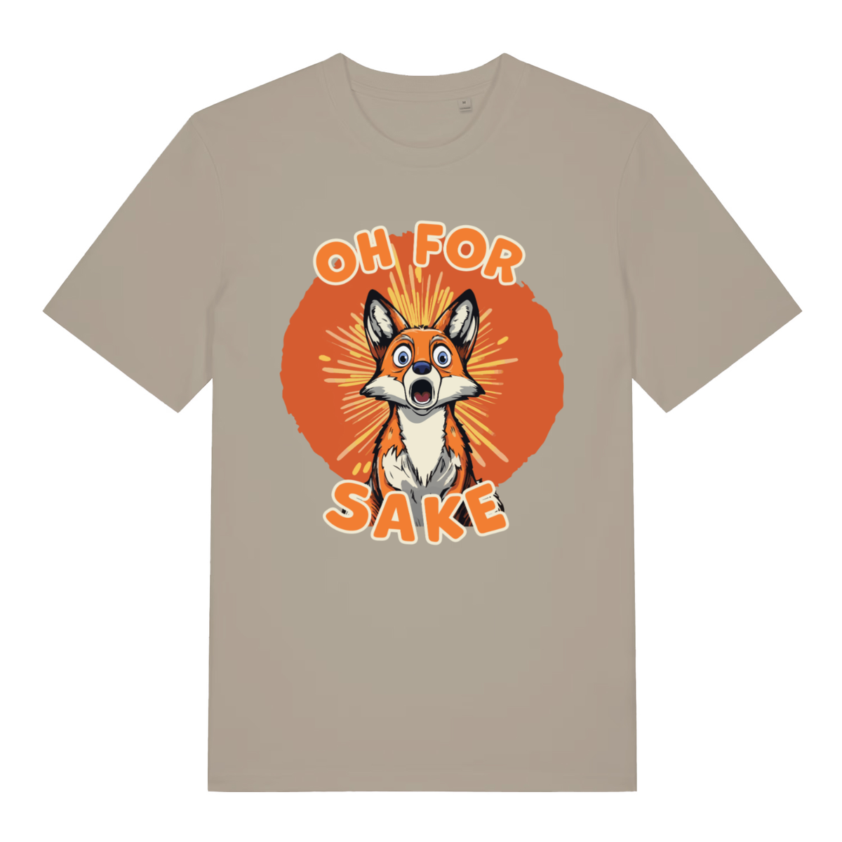 Beige Oh For Fox Sake funny graphic t-shirt featuring rude fox design  