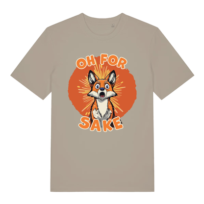 Beige Oh For Fox Sake funny graphic t-shirt featuring rude fox design  