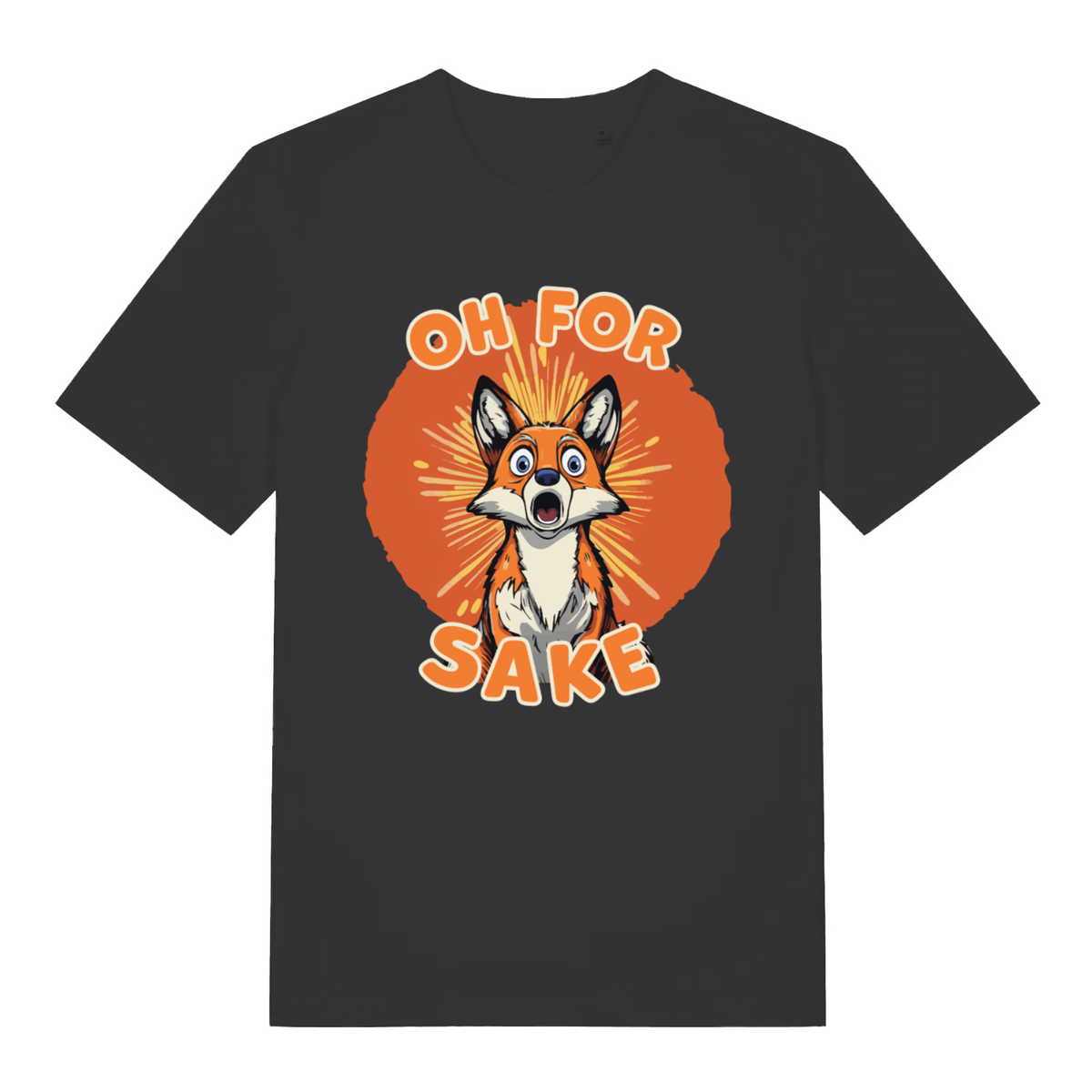 Black Oh For Fox Sake funny graphic t-shirt with classic frustrated fox graphic  