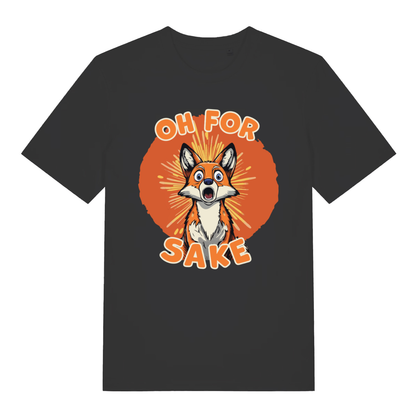Black Oh For Fox Sake funny graphic t-shirt with classic frustrated fox graphic  