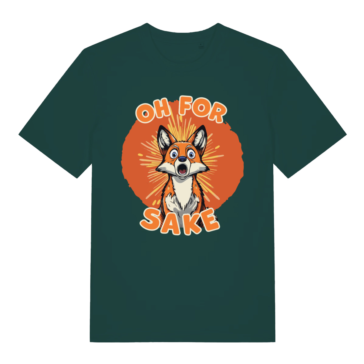 Green Oh For Fox Sake funny graphic t-shirt with bold Oh For Fox Sake lettering  