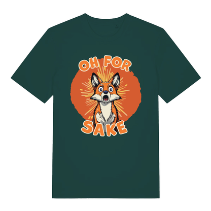 Green Oh For Fox Sake funny graphic t-shirt with bold Oh For Fox Sake lettering  