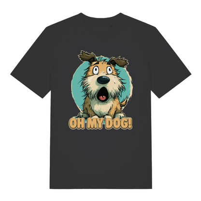 Black Oh My Dog funny graphic t-shirt featuring classic dog pun design  