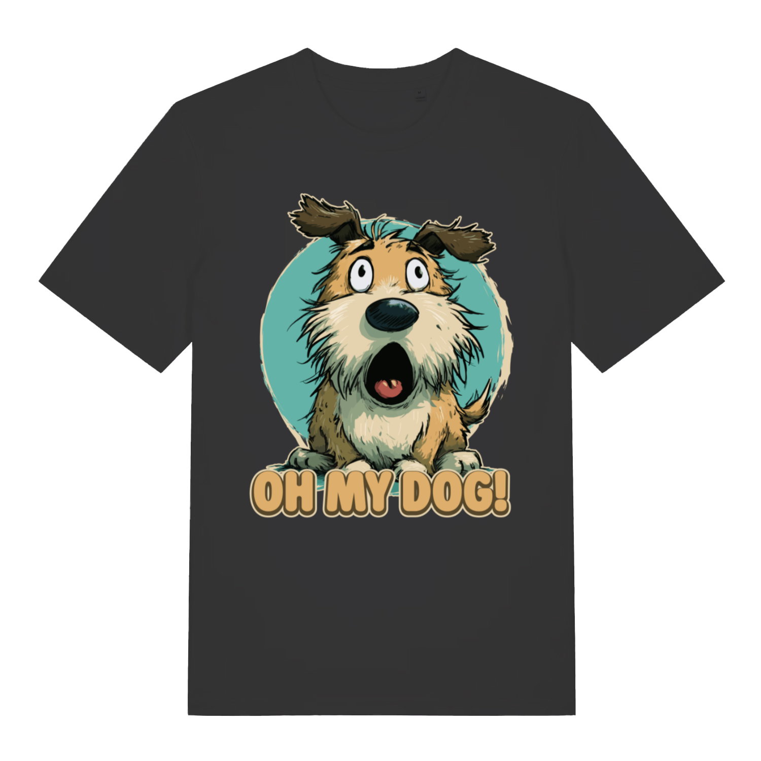 Black Oh My Dog funny graphic t-shirt featuring classic dog pun design  