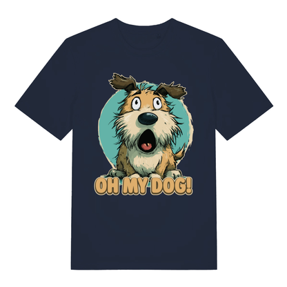Navy Oh My Dog funny graphic t-shirt with witty shocked dog graphic  