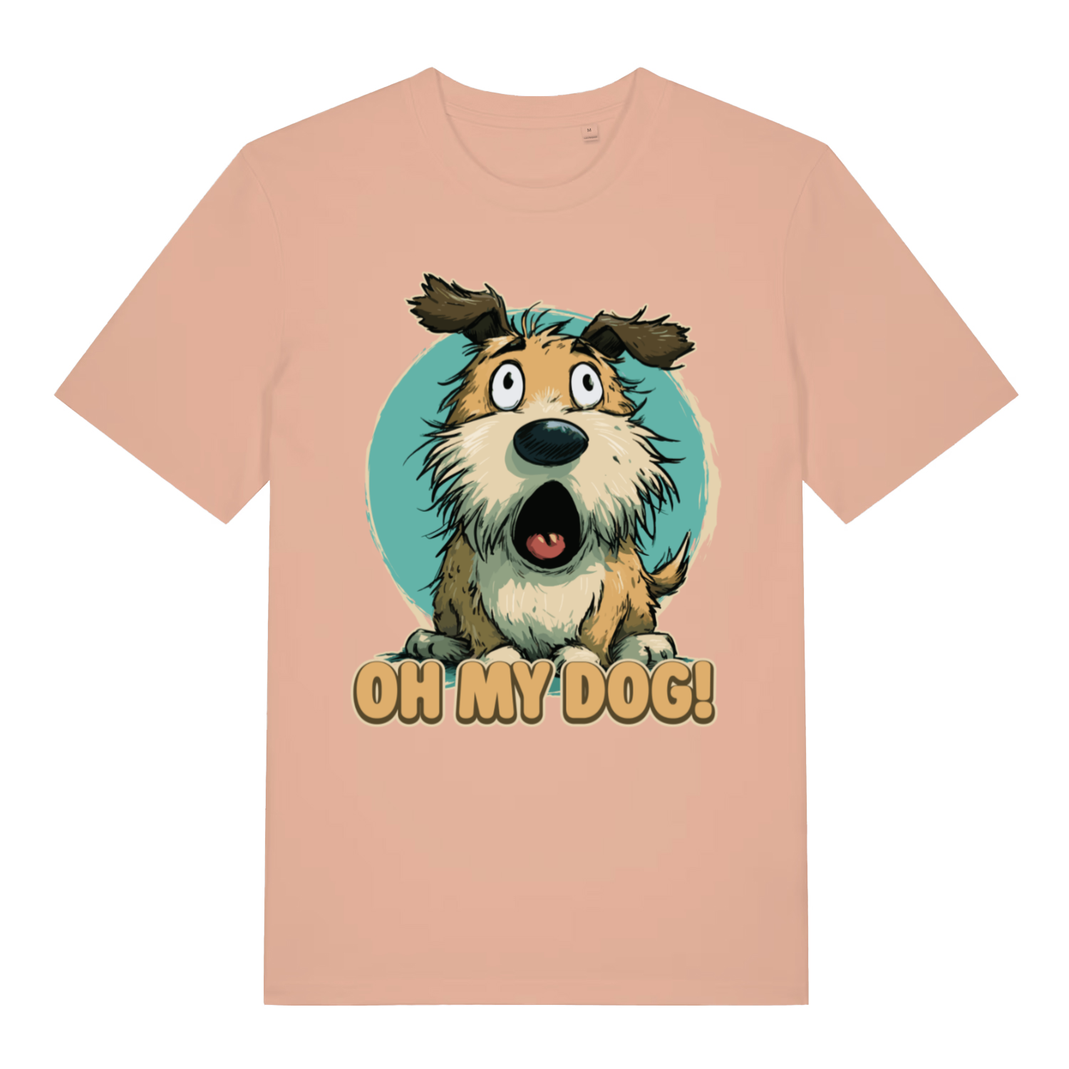 Peach Oh My Dog funny graphic t-shirt showing humorous puppy reaction  
