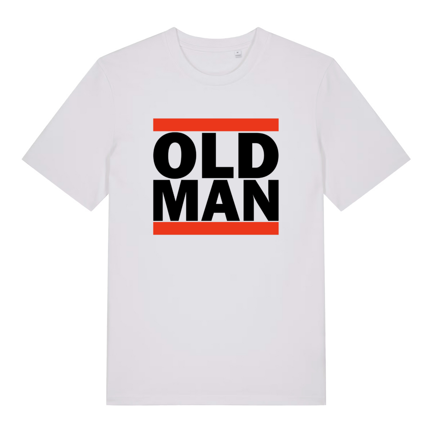 White Old Man funny slogan t-shirt showing bold block lettering  