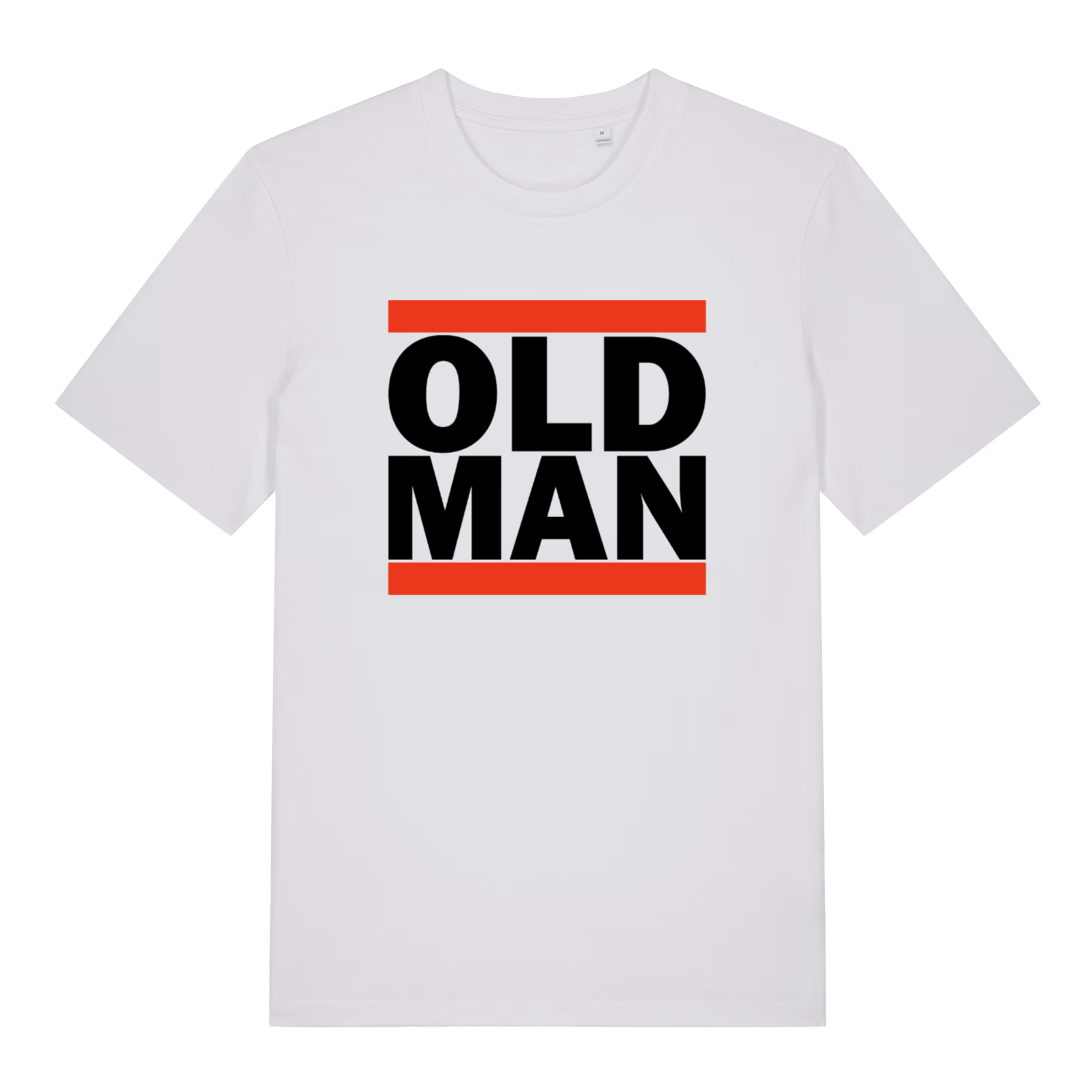 White Old Man funny slogan t-shirt showing bold block lettering  