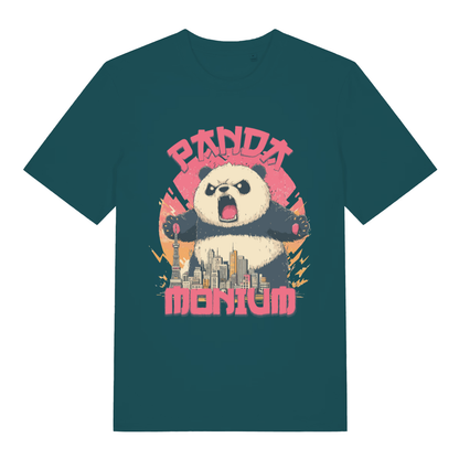 Green Pandamonium funny animal graphic t-shirt featuring chaotic panda design  