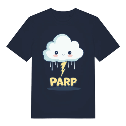 Navy Parp Kawaii funny graphic t-shirt featuring smiling cloud fart design  