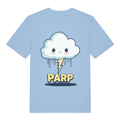 Pale blue Parp Kawaii funny graphic t-shirt with witty lightning bolt graphic  