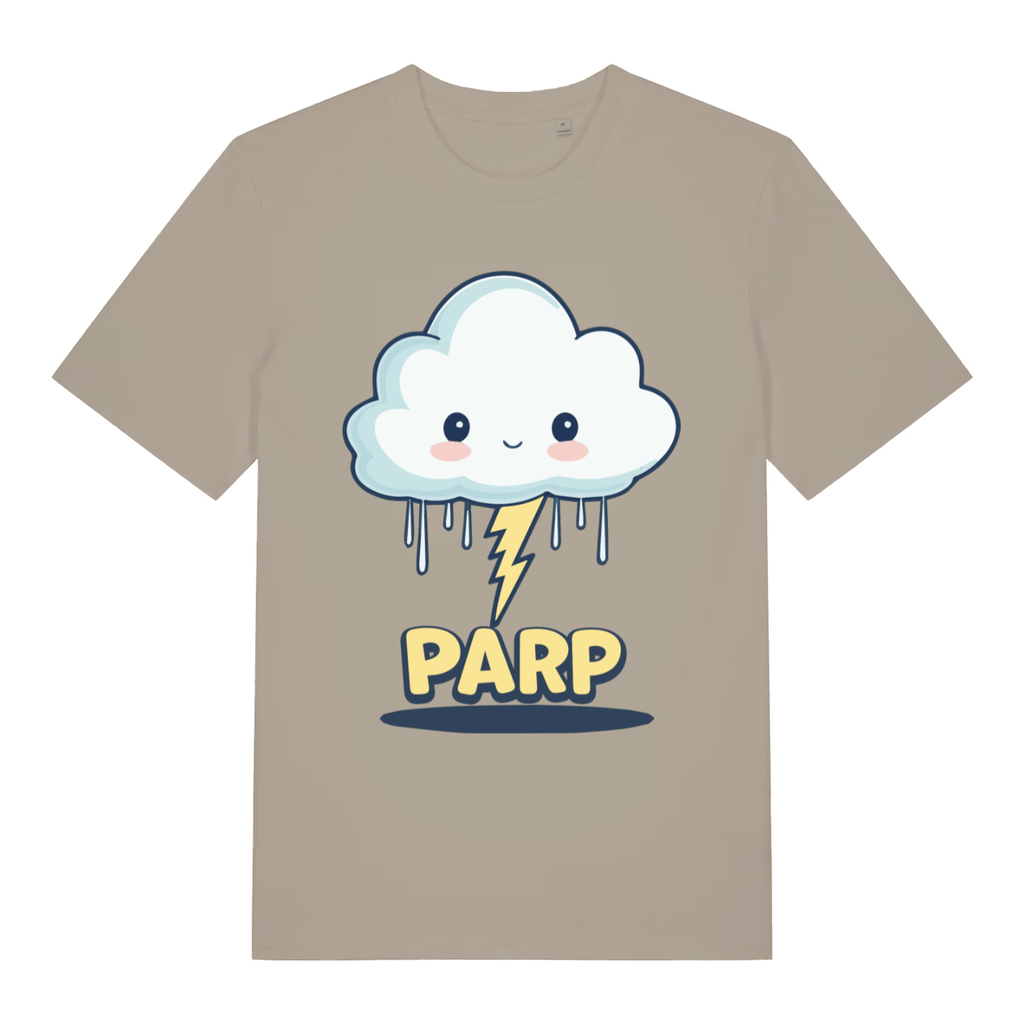 Stone Parp Kawaii funny graphic t-shirt with bold yellow PARP lettering  
